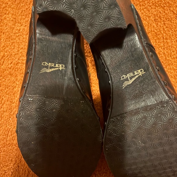 Dansko Black Leather Mules with Chunky Heel and Studded Detailing - Picture 5 of 6